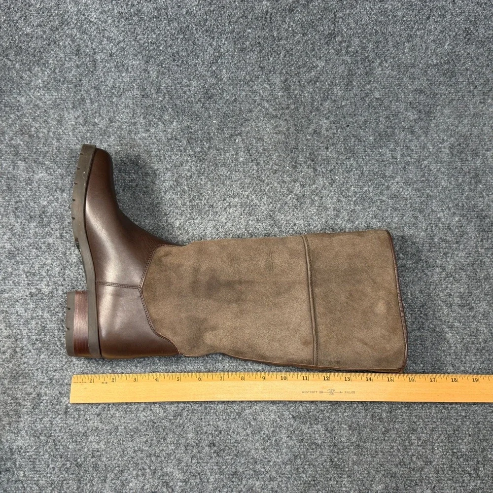 On Five Italian Suede Leather‎ Shearling Boots Women's 8 Brown Knee High Winter